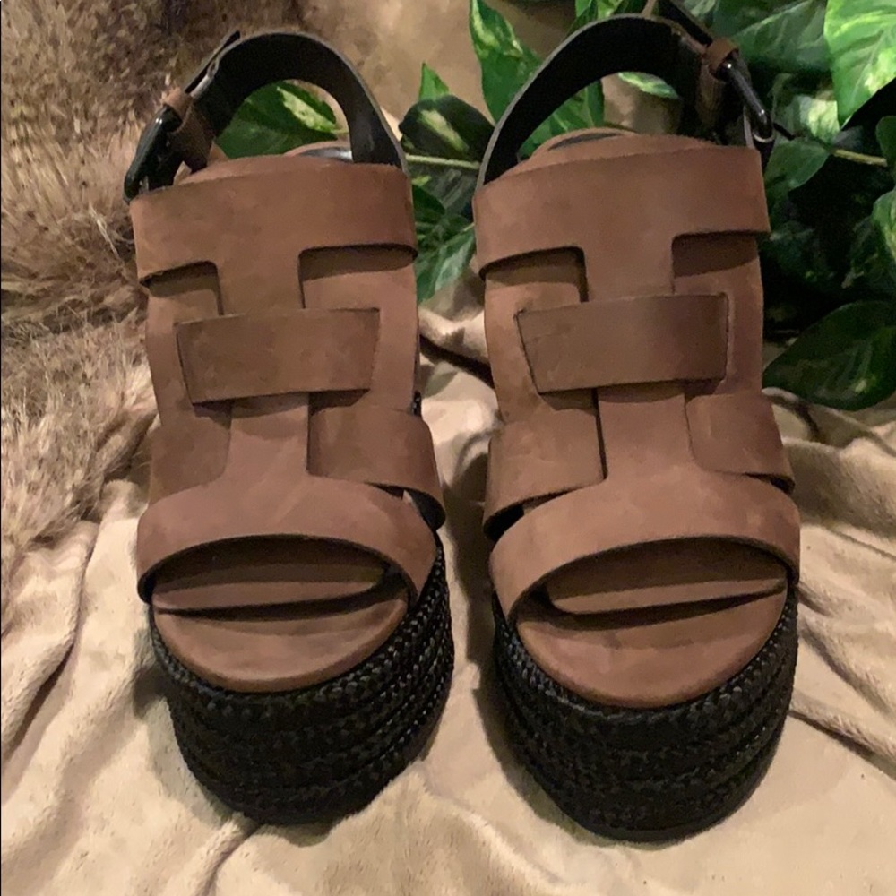 All Saints Marzee Two Tone Platform Wedge Sandal - Picture 2 of 16